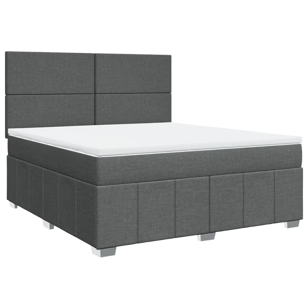 Giroletto a Molle con Materasso Grigio Scuro 180x200 cm Tessuto