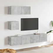 Set di Mobili Porta TV 4 pz Grigio Cemento in Legno Multistrato 3114649