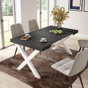 Consolle allungabile, 58 fino 160x90x73cm, Per 8 persone, Gambe in legno, Nero RF2737
