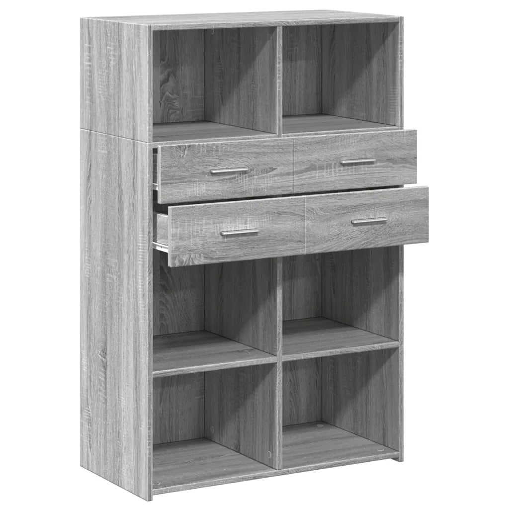vidaXL Credenza Grigio Sonoma 80x42,5x124 cm in Legno Multistrato