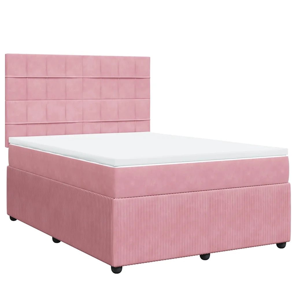 Giroletto a Molle con Materasso Rosa 160x200 cm in Velluto 3294687