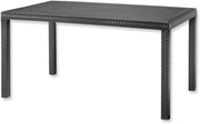 Tavolo da giardino in plastica rettangolare, Rattan - Tavolo da pranzo per esterno, terrazzo - 6 posti - Nero
