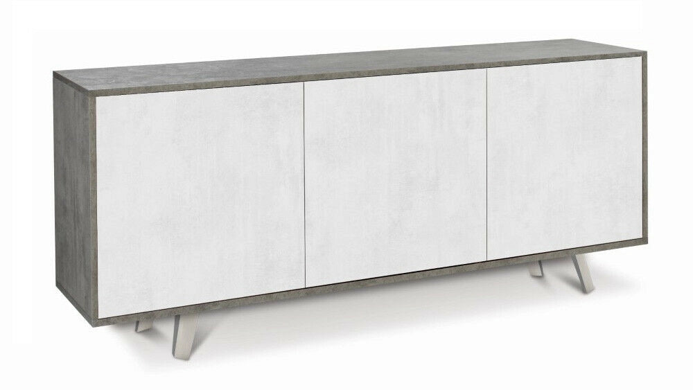 Mobile Madia 3 ante con apertura a spinta H74 L177 P41 struttura color Cemento frontali Bianco ossido 7073k Sarmog
