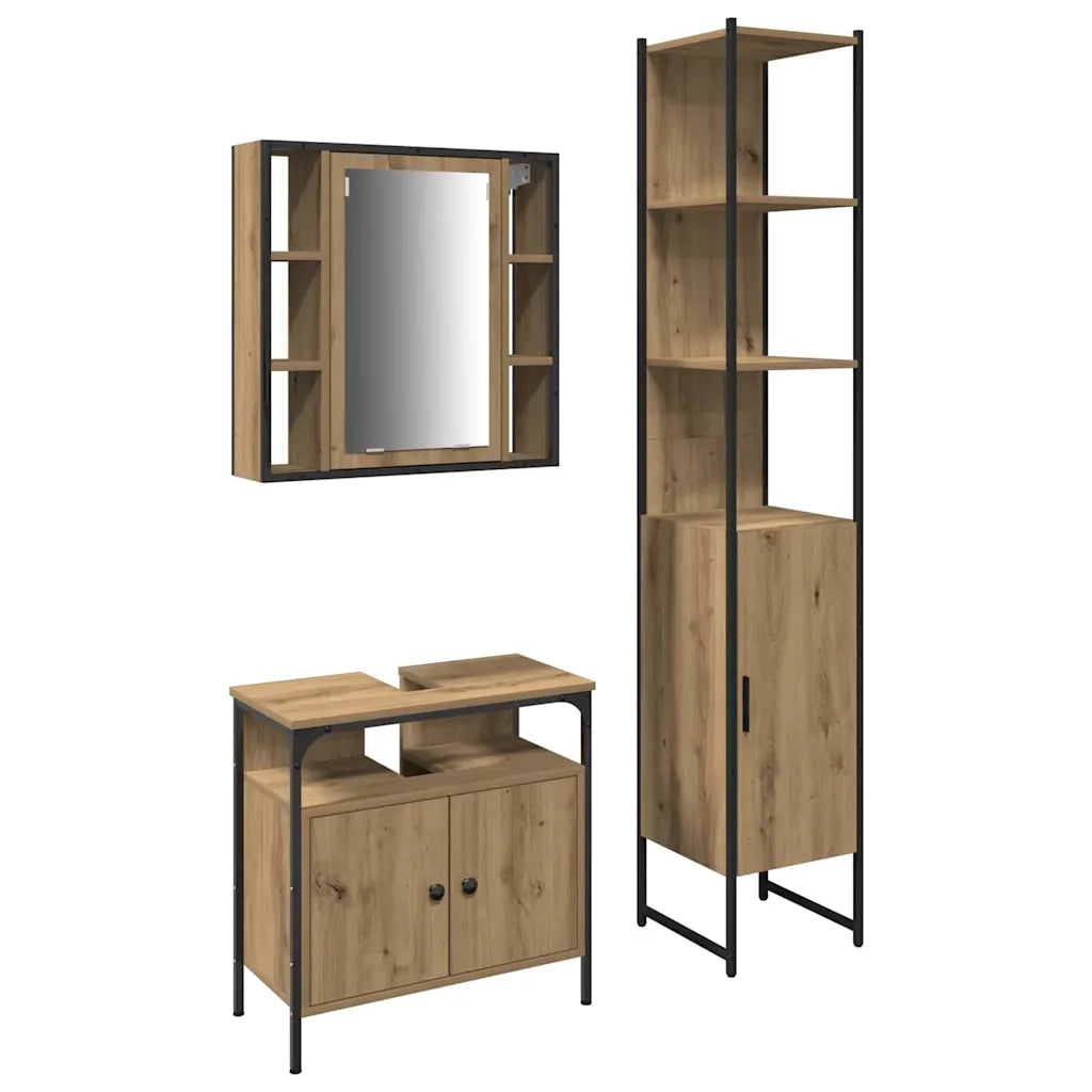 Set di mobili per il bagno con porta 3 pcs Rovere artigianale 3334394