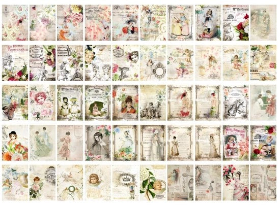 Papier per Scrapbook 100 Fogli - Papier Decorativo Vintage - Materiale per Scrapbook - Leggero - Disegni Retro - Facile da Utilizzare