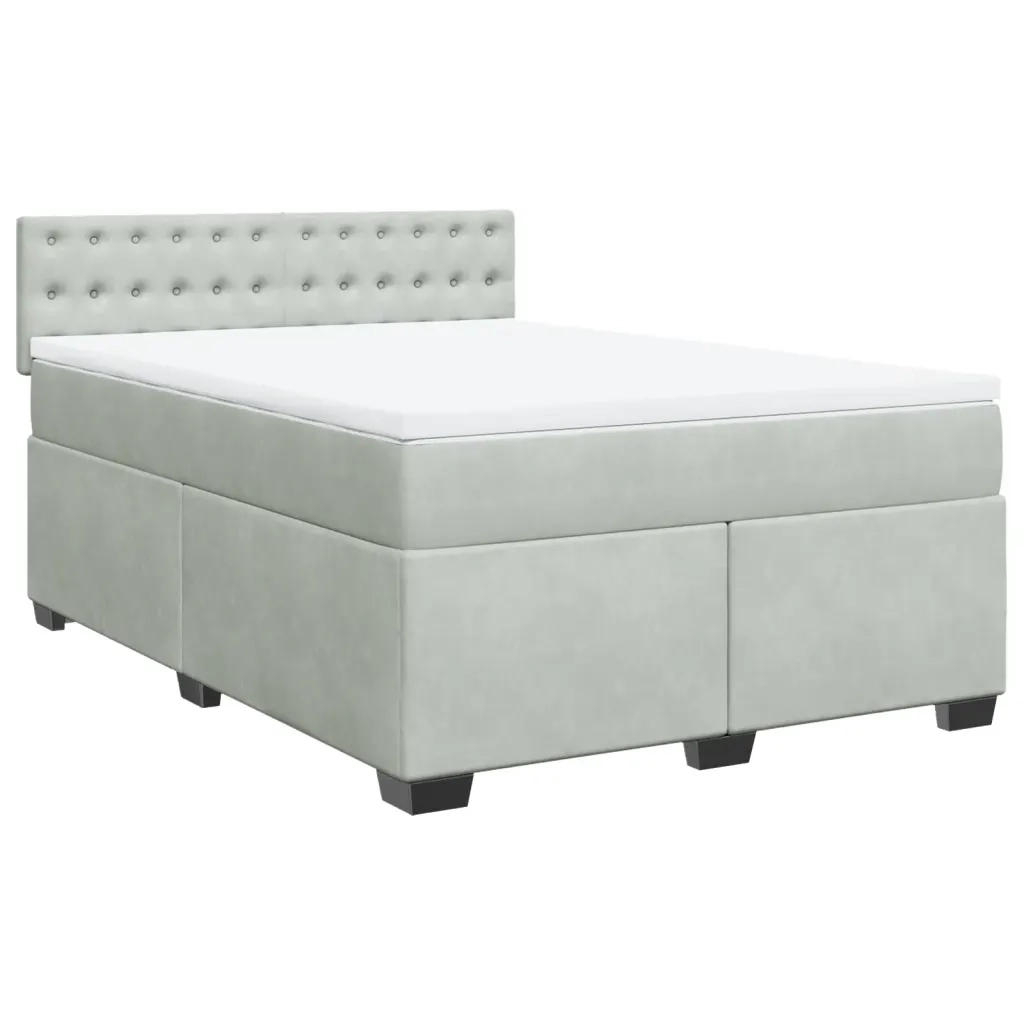 Giroletto a Molle con Materasso Grigio Chiaro 160x200cm Velluto 3288666