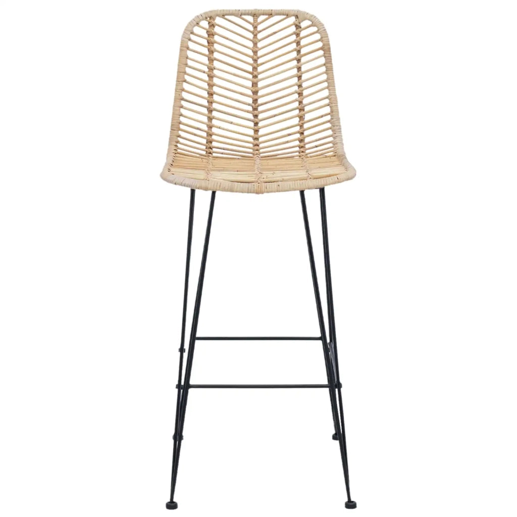 Sedia da Bar 2 pcs Naturale 44,5 x 53 x 111 cm Rattan e Ferro 42011547
