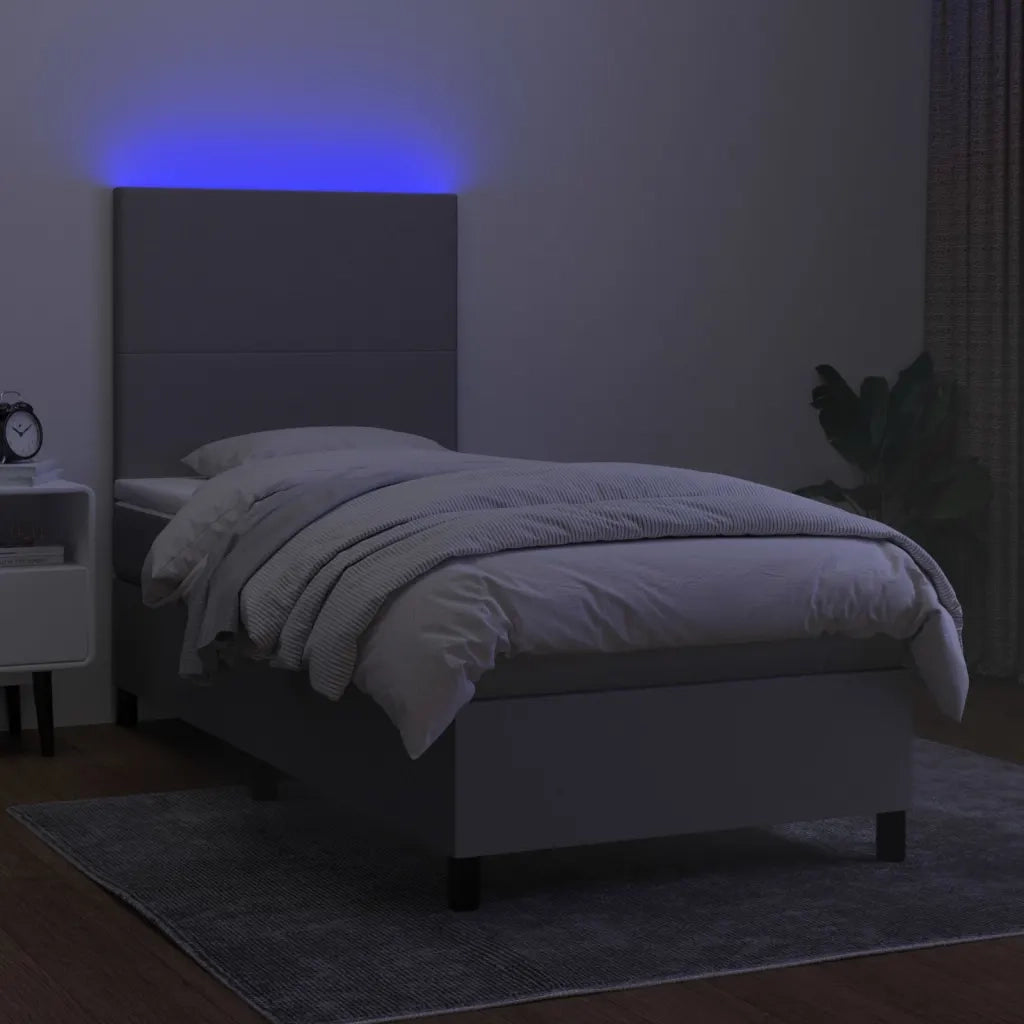 Letto a Molle Materasso e LED Grigio Chiaro 80x200 cm Tessuto 3134669