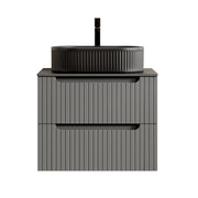 Mobile bagno sospeso con 2 cassetti soft close e lavabo ovale per bagno; 60×46×62.2 cm; grigio scuro
