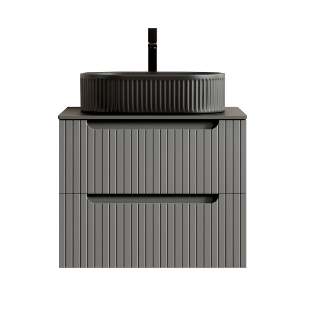 Mobile bagno sospeso con 2 cassetti soft close e lavabo ovale per bagno; 60×46×62.2 cm; grigio scuro