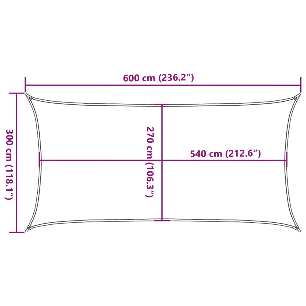 Vela Parasole-Telo Ombra-Vela Ombreggiante 160 g/m2 Nera 3x6 m in HDPE