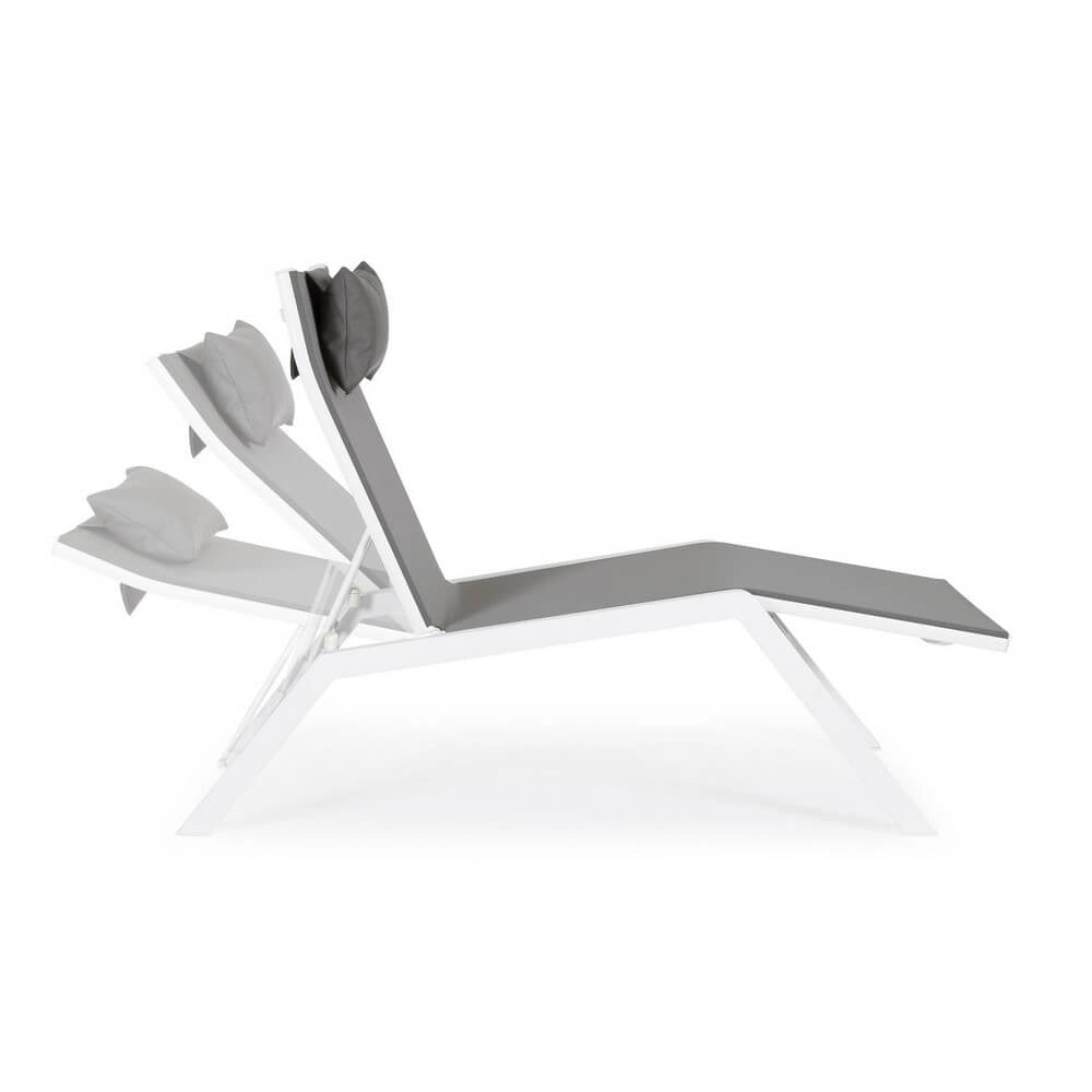 Chaise Longue da Esterno con Poggiatesta in Alluminio e Textilene - SOLIDITY