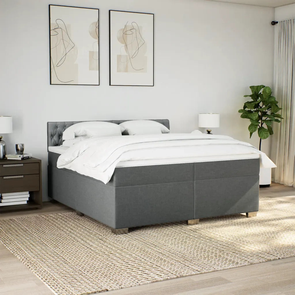 Giroletto a Molle con Materasso Grigio Scuro 200x200 cm Tessuto 3288303