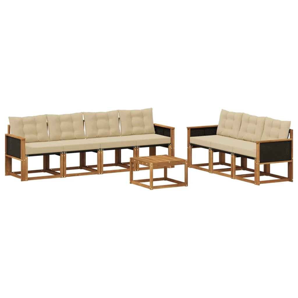 Set di divani da esterno 8 pz Naturale e Beige 3381817