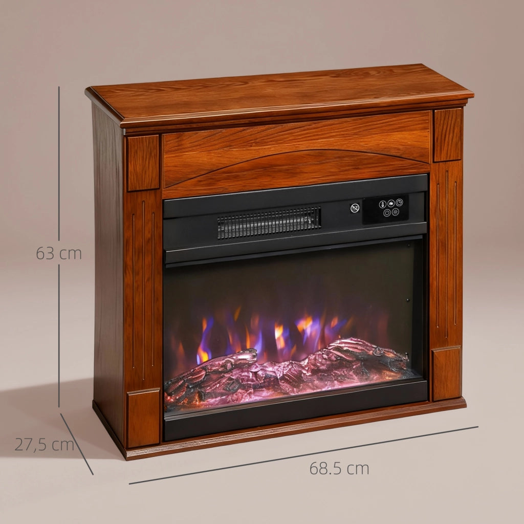 Caminetto elettrico effetto fiamma 3D ¨C Xylo ¨C 1000W/2000W, 6 colori, 68,5x27,5x63cm, marrone