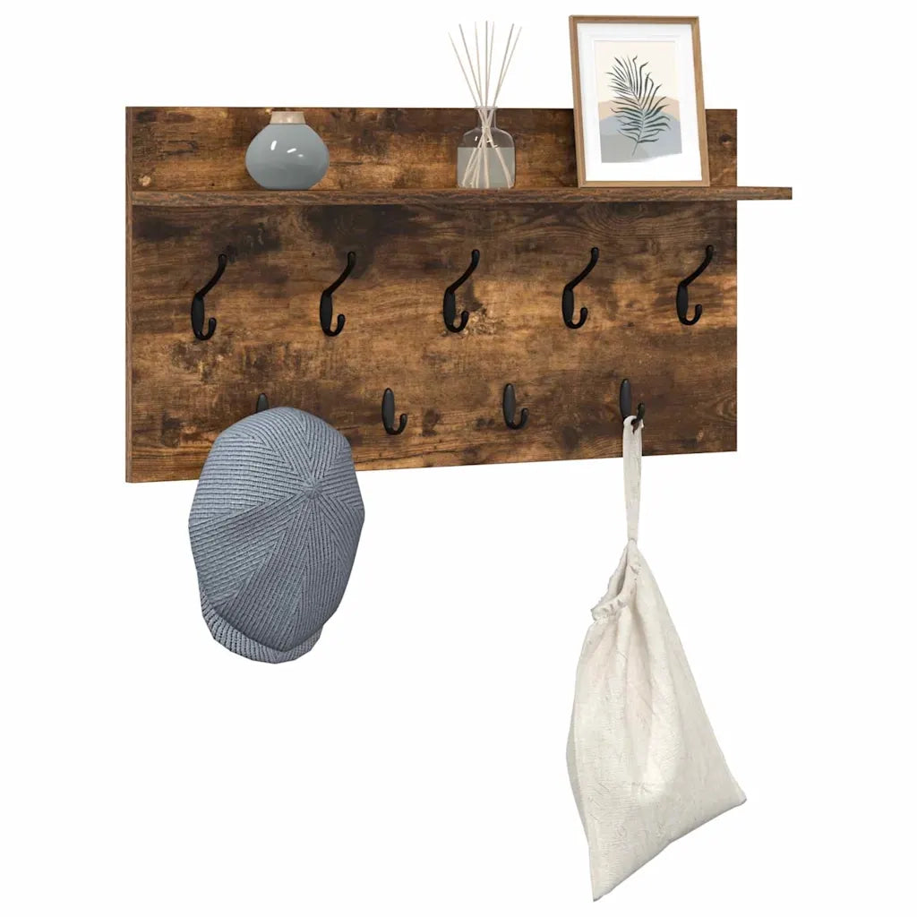 Appendiabiti a muro A parete Rovere fumé 80 x 40 x 12 cm 874439