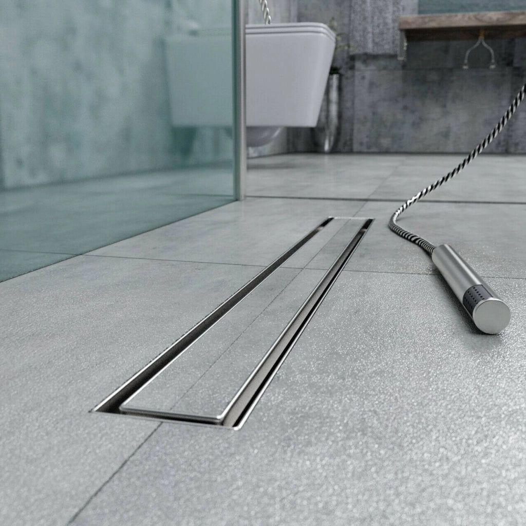 Canalina di scarico doccia in acciaio inox piastrellabile per box doccia 120 cm mod. Tile