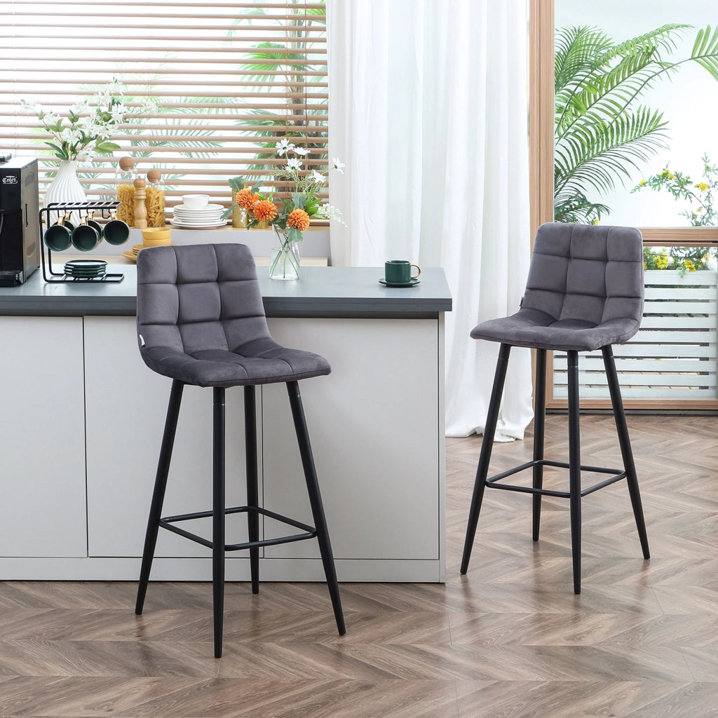 Set 2 sgabelli da bar con poggiapiedi ¨C zephmum ¨C 42x55x103 cm grigio