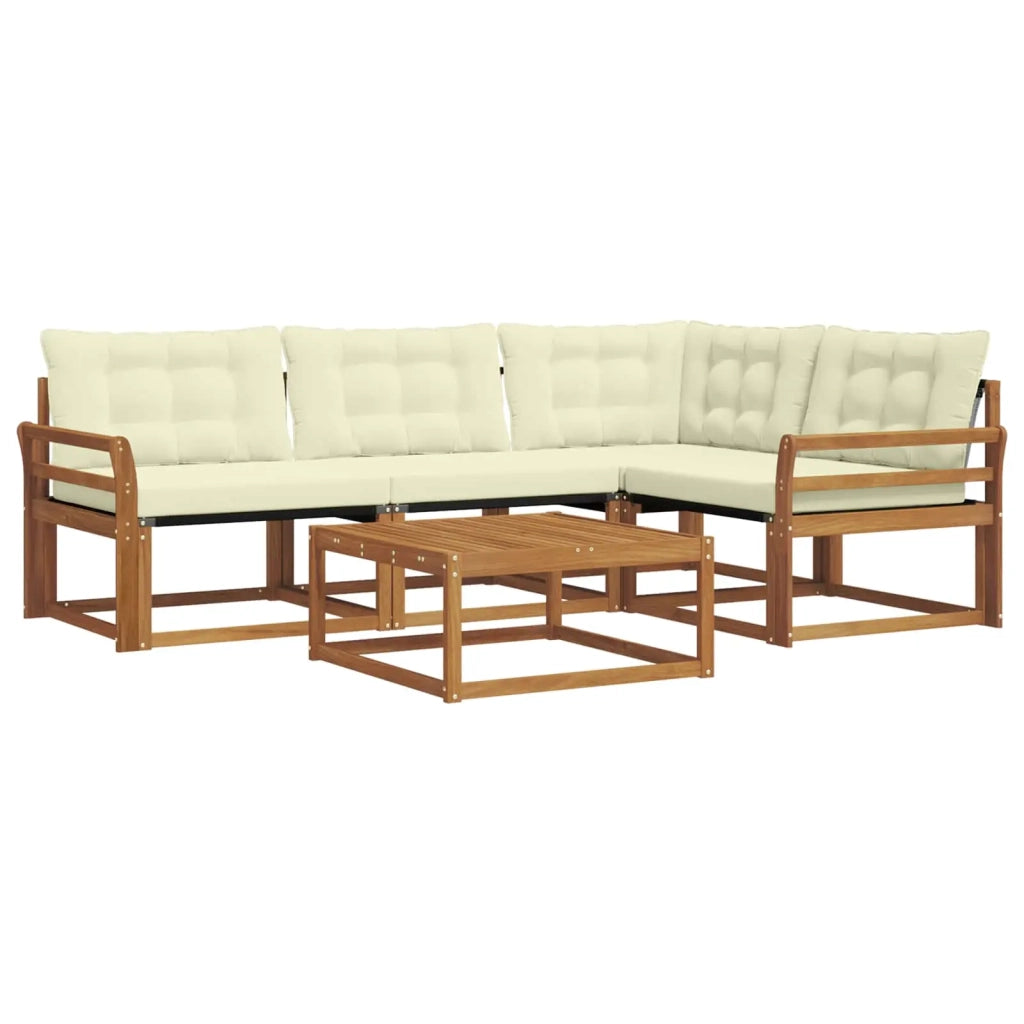 Set di divani da esterno con cuscino 5 pcs Naturale e Crema