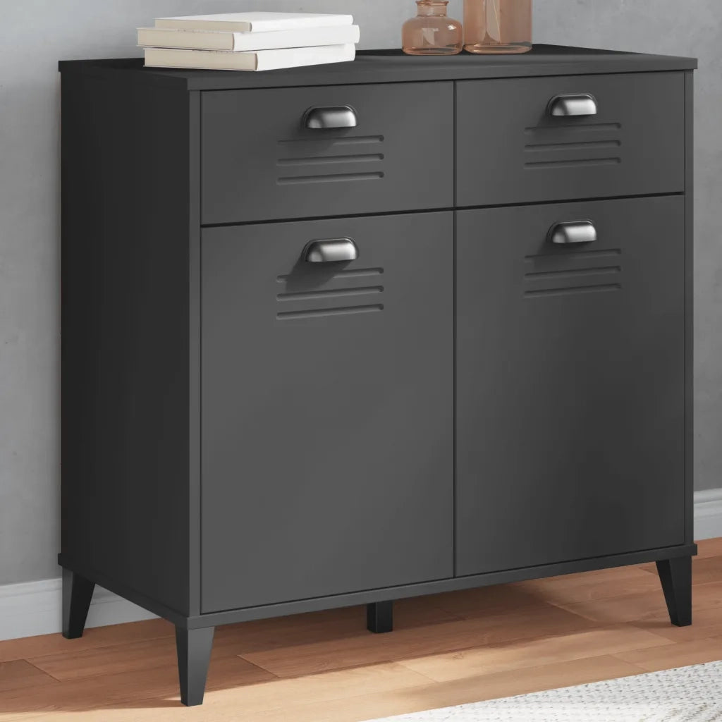 Credenza VIKEN Grigio Antracite 80x40x80 cm Legno Massello Pinocod mxl 90965