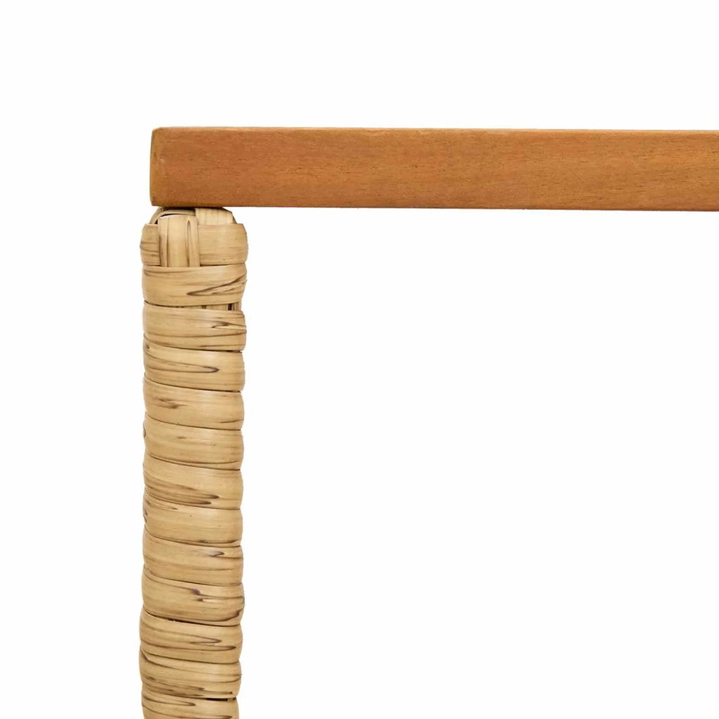 Tavolo da Esterno Naturale 80 x 40 x 40 cm Acciaio e Polyrattan 42025146