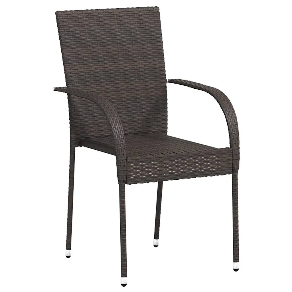 Sedie da giardino Impilabili 4 pz | Sedie da Esterno in Polyrattan Marrone