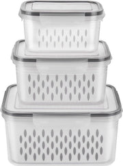 Cassetti per frutta e verdura - cassetti refrigeranti con coperchio - organizzatore per frigorifero - contenitori di magazzino - grigio - 6 pezzi