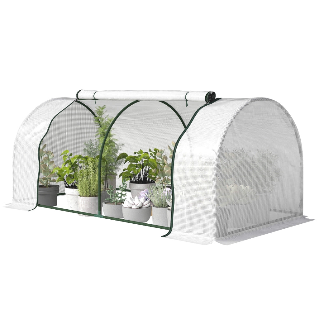 Mini serra per giardino ¨C zephmum ¨C 2x1x0.8m bacheca PE acciaio bianco