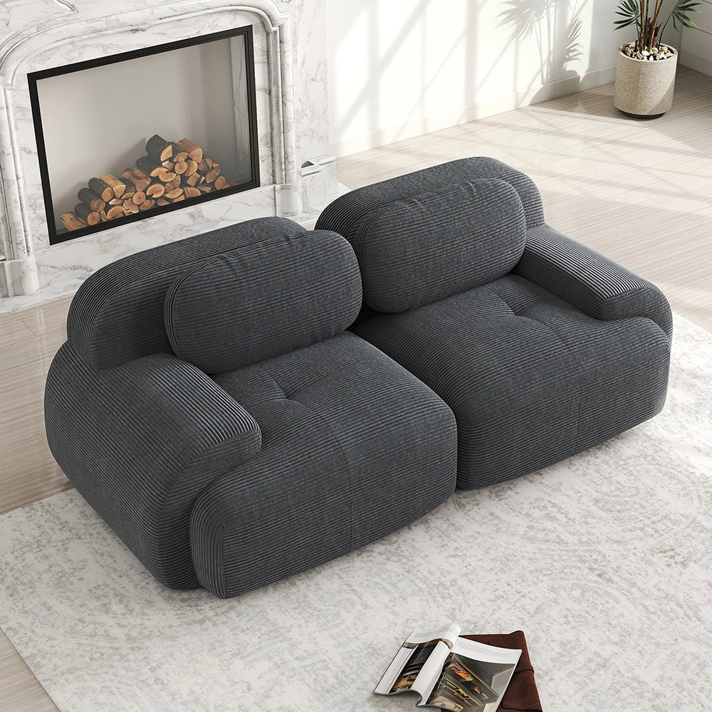 Divano 2 posti 82" in velluto - Xylo - Modulare, antiscivolo, imbottitura elastica, grigio