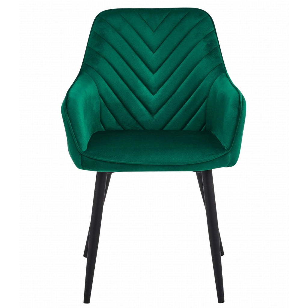 Sedia Nana in Velluto Verde Smeraldo con Gambe Nere