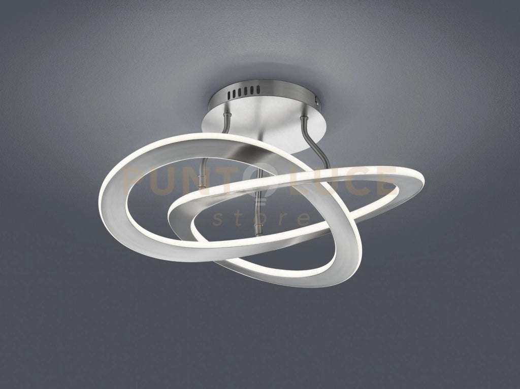 OAKLAND PLAFONIERA LED 40W 5200lm, 3000K ACCIAIO SATINATO DIMMERABILE CON INTERRUTTORE A PARETE D. 53CM