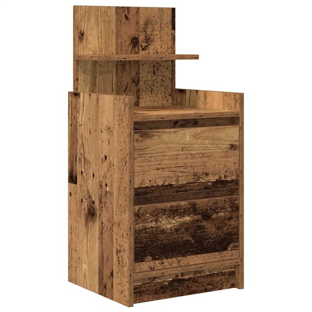 Comodino | Armadio da Notte | Mobiletto da notte con 2 Cassetti Legno Antico 38x34x80 cm