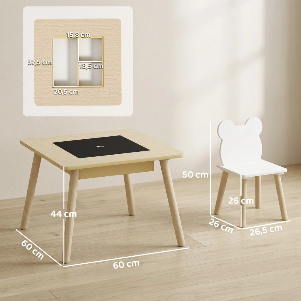 Tavolo bambini con 2 sedie ¨C zephmum ¨C legno naturale