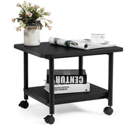Tavolino in legno multifunzione con ruote girevoli, Mobiletto carrello con 2 ripiani 49x40x37cm Nero