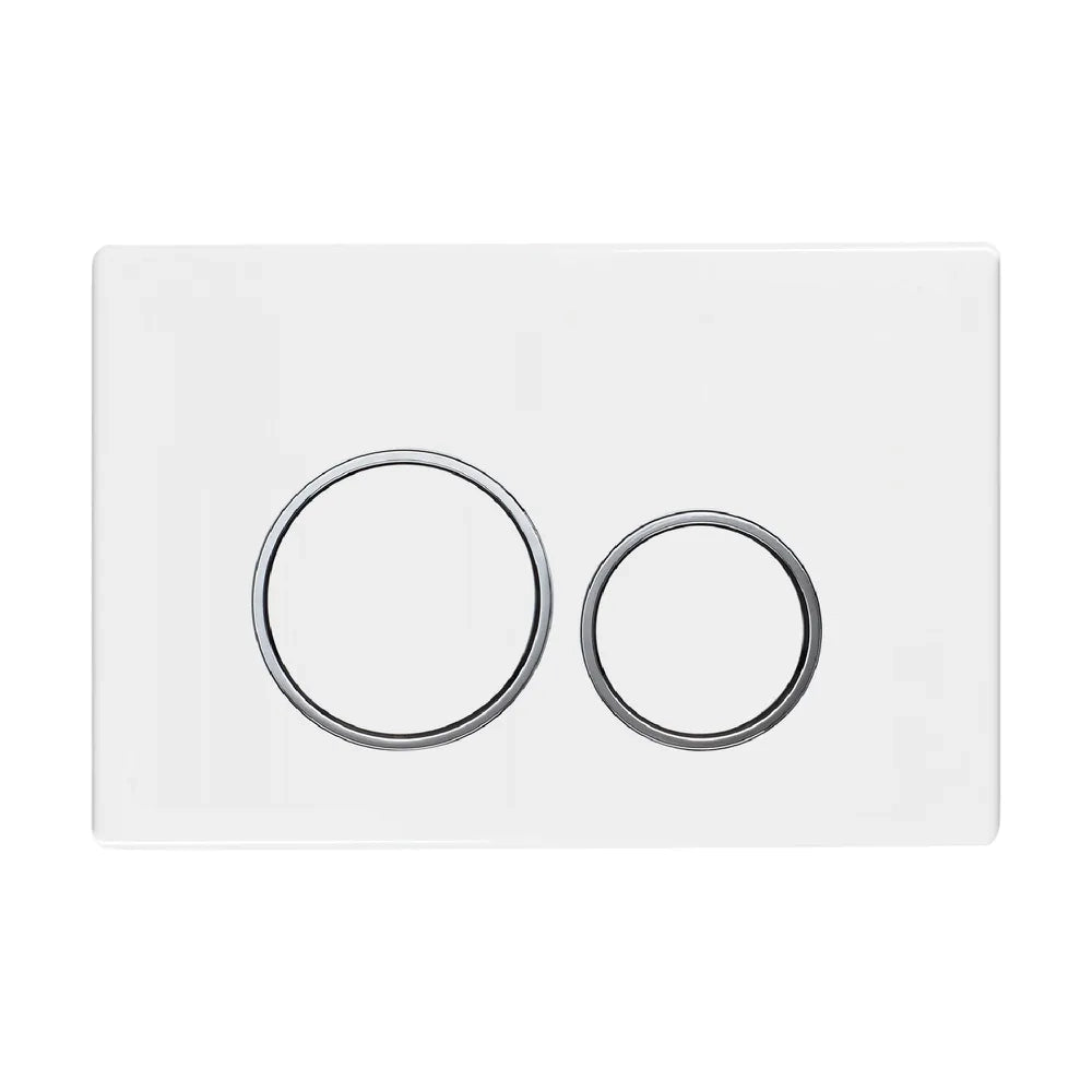 Placca di scarico doppio tasto in ABS bianco lucido e cromato