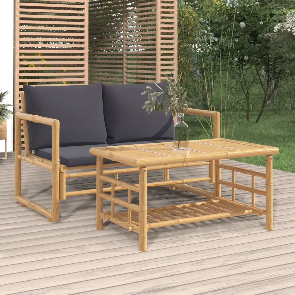 Set Salotto da Giardino 2pz con Cuscini Grigio Scuro BambÃ¹