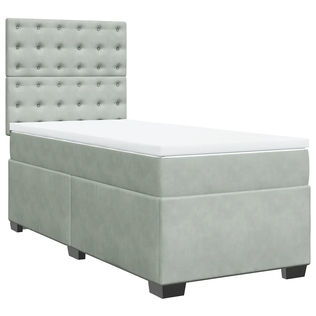 Giroletto a Molle con Materasso Grigio Chiaro 100x200cm Velluto 3293146