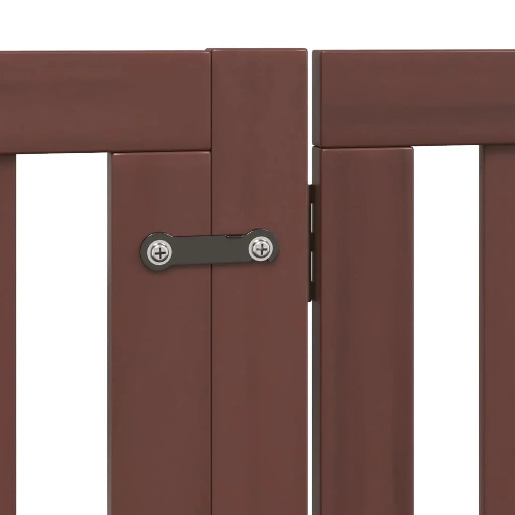 Cancelletto di sicurezza per animali domestici porta pieghevole 10 pannelli legno di pioppo marrone 02_0023101