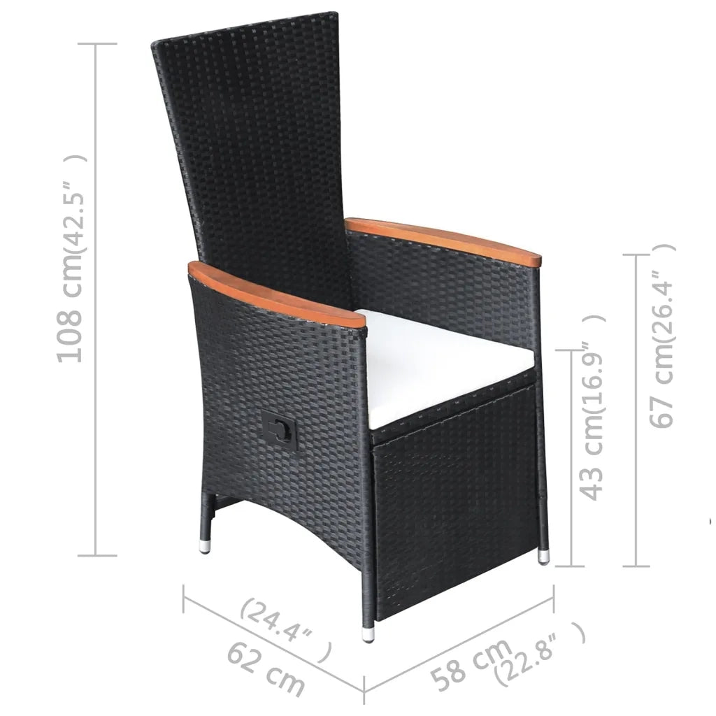 Set Mobili da Pranzo per Giardino 5 pz Nero cod mxl 45984