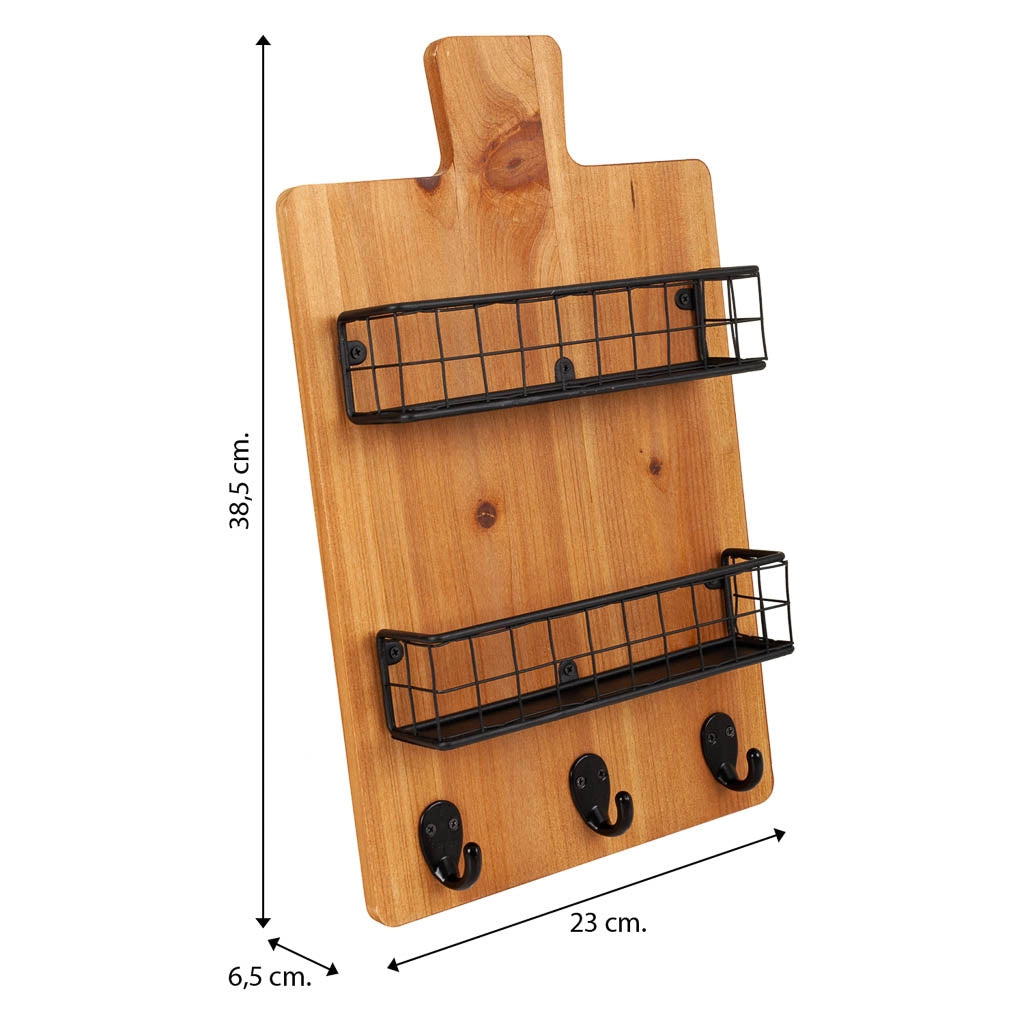 Appendiabiti con ripiani in legno e metallo marrone 23x6,5x38,5h