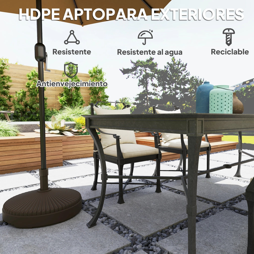 Base per Ombrellone da Giardino Riempiabile ¨C Zephmum ¨C 28 kg Sabbia 23 L Acqua ?55x30 cm Marrone