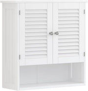 Armadietto a muro Riad, Bianco, 60 x 66 cm con 2 ante, per montaggio a parete per riporre accessori da bagno