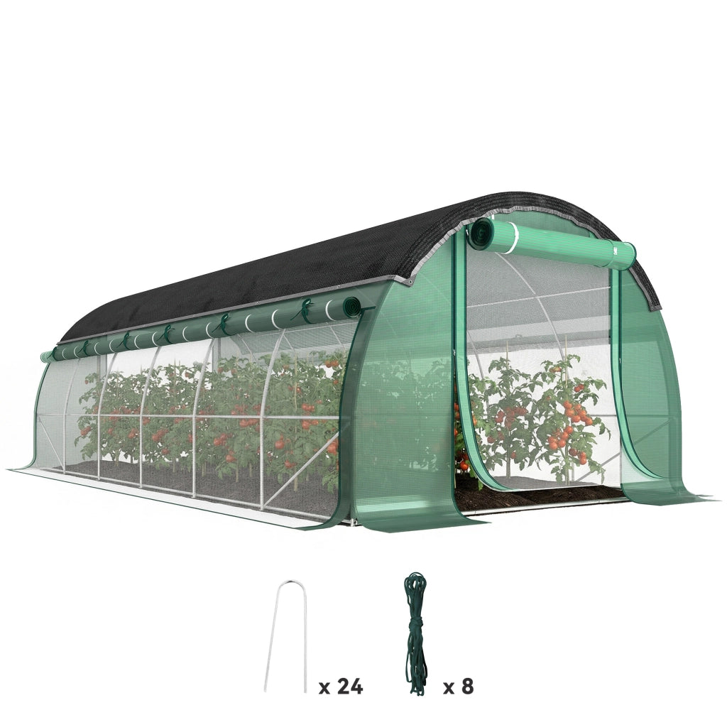Serra Tunnel da Giardino 6x3x2m ¨C Xylo ¨C Struttura in Acciaio con Telo Plastica e Rete Ombreggiante Verde
