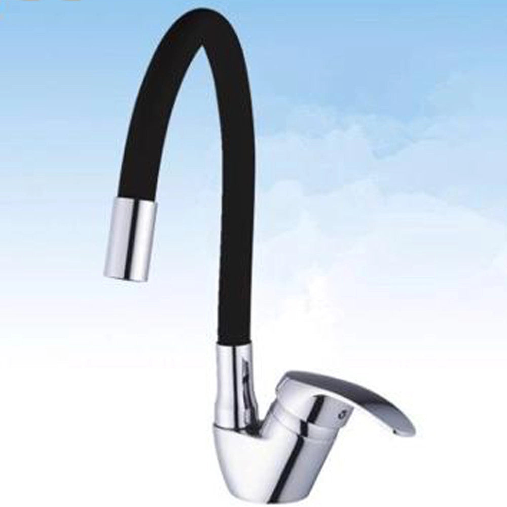 Trade Shop - Rubinetto Miscelatore Girevole Per Lavandino Lavello Cucina Colore Canna Nero -