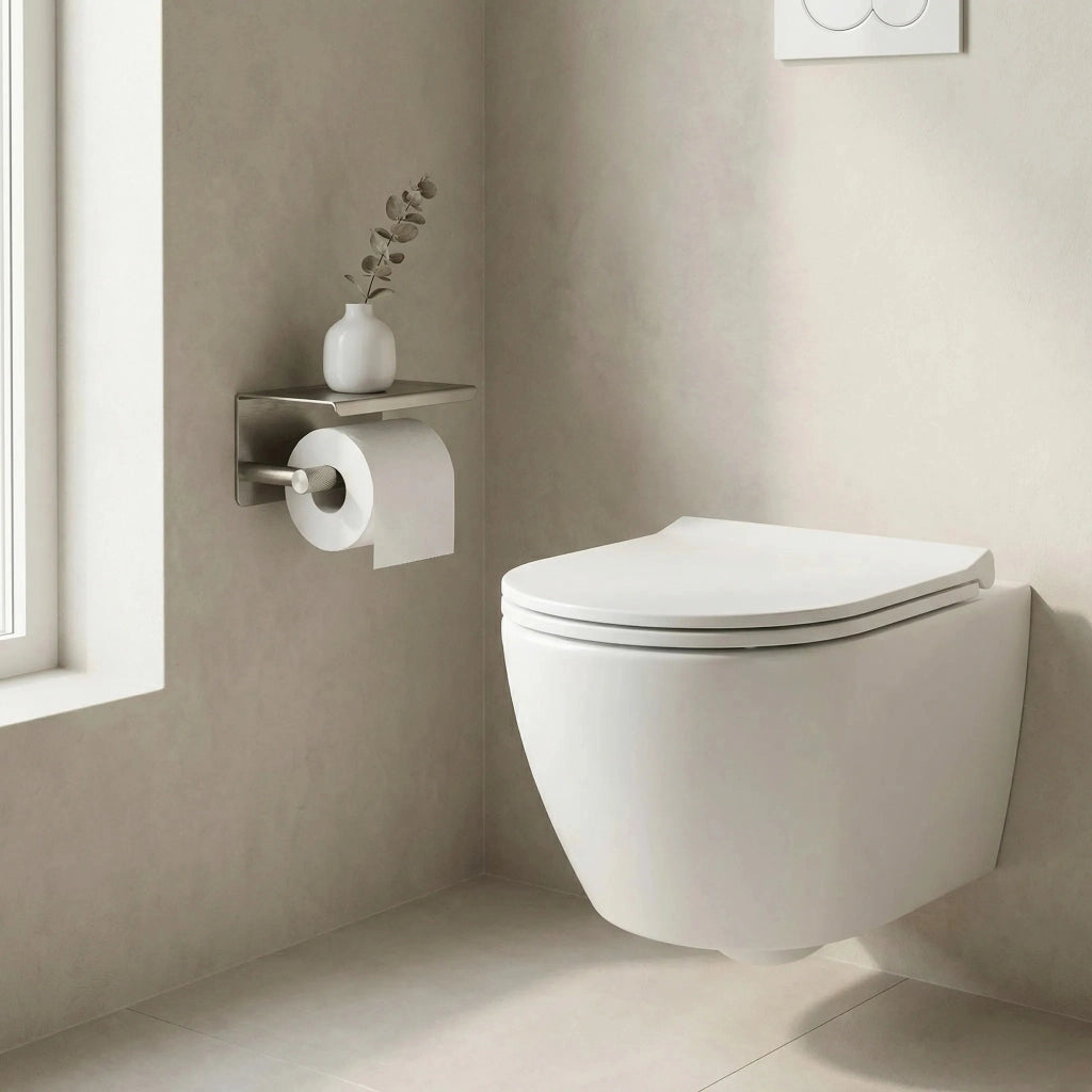 Portarotolo Con Ripiano 6613 Modern Nickel Brush