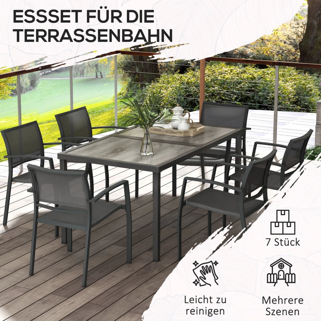 Set Giardino Tavolo e Sedie ¨C zephmum ¨C Grigio Polyrattan 150x87x72 cm