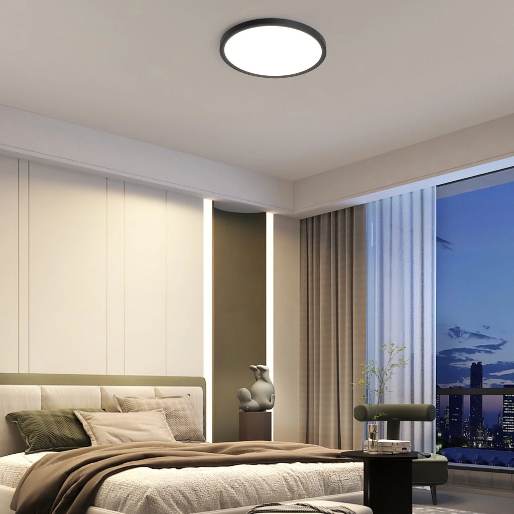 ZMH Lampada da soffitto plafoniera LED moderna rotonda nera 30cm per soggiorno corridoio