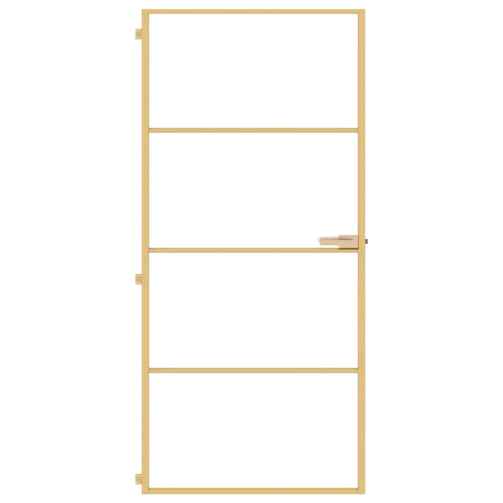 Porta Interni Sottile Oro 93x201,5cm Vetro Temperato Alluminio 155138