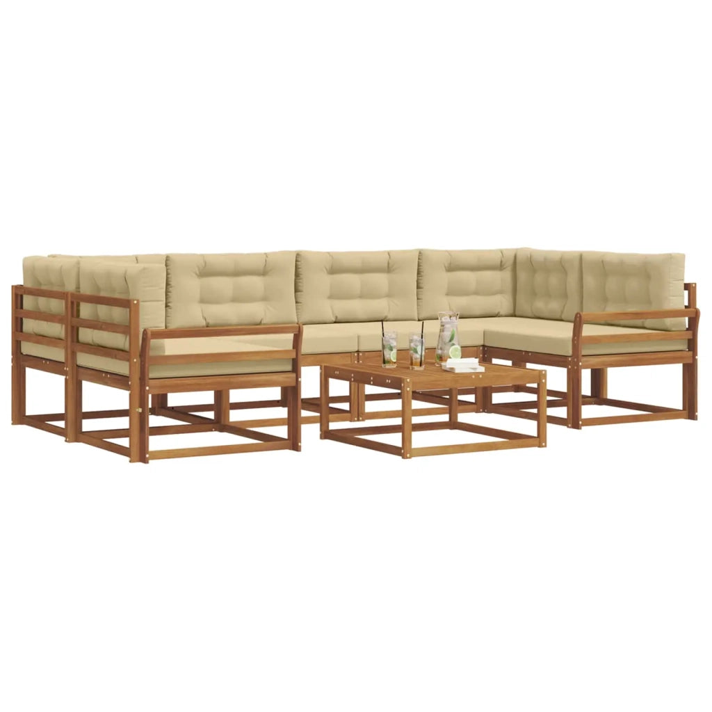 Set di divani da esterno con cuscino 7 pcs Naturale e Beige