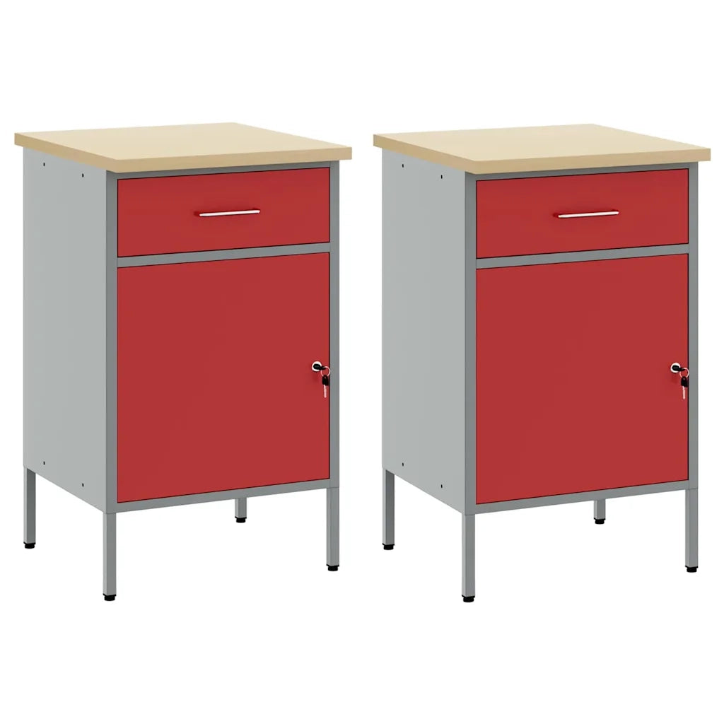 Mobile da lavoro 2 pz Rosso e Grigio 100 x 55 x 85 cm CFW3873112